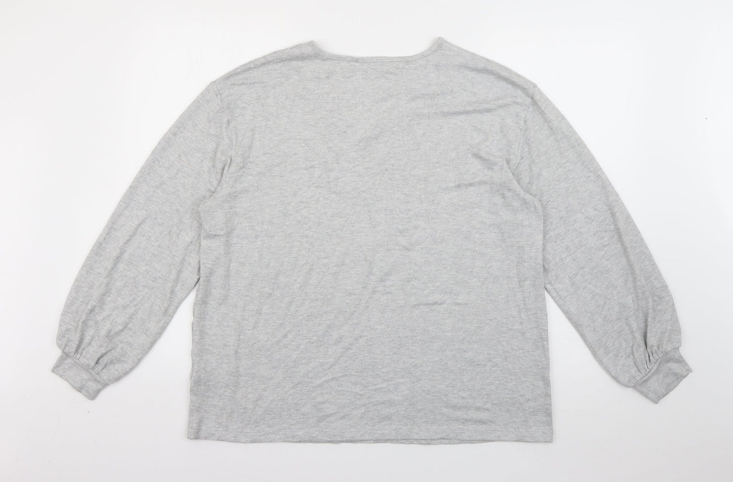 Marks and Spencer Womens Grey V-Neck  Viscose Pullover Jumper Size 16