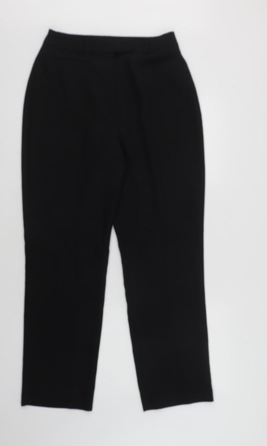 CONTEXT Womens Black  Polyester Dress Pants Trousers Size 14 L30 in Regular Hook & Loop