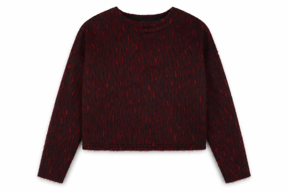 New Look Womens Red Crew Neck Geometric Acrylic Pullover Jumper Size M