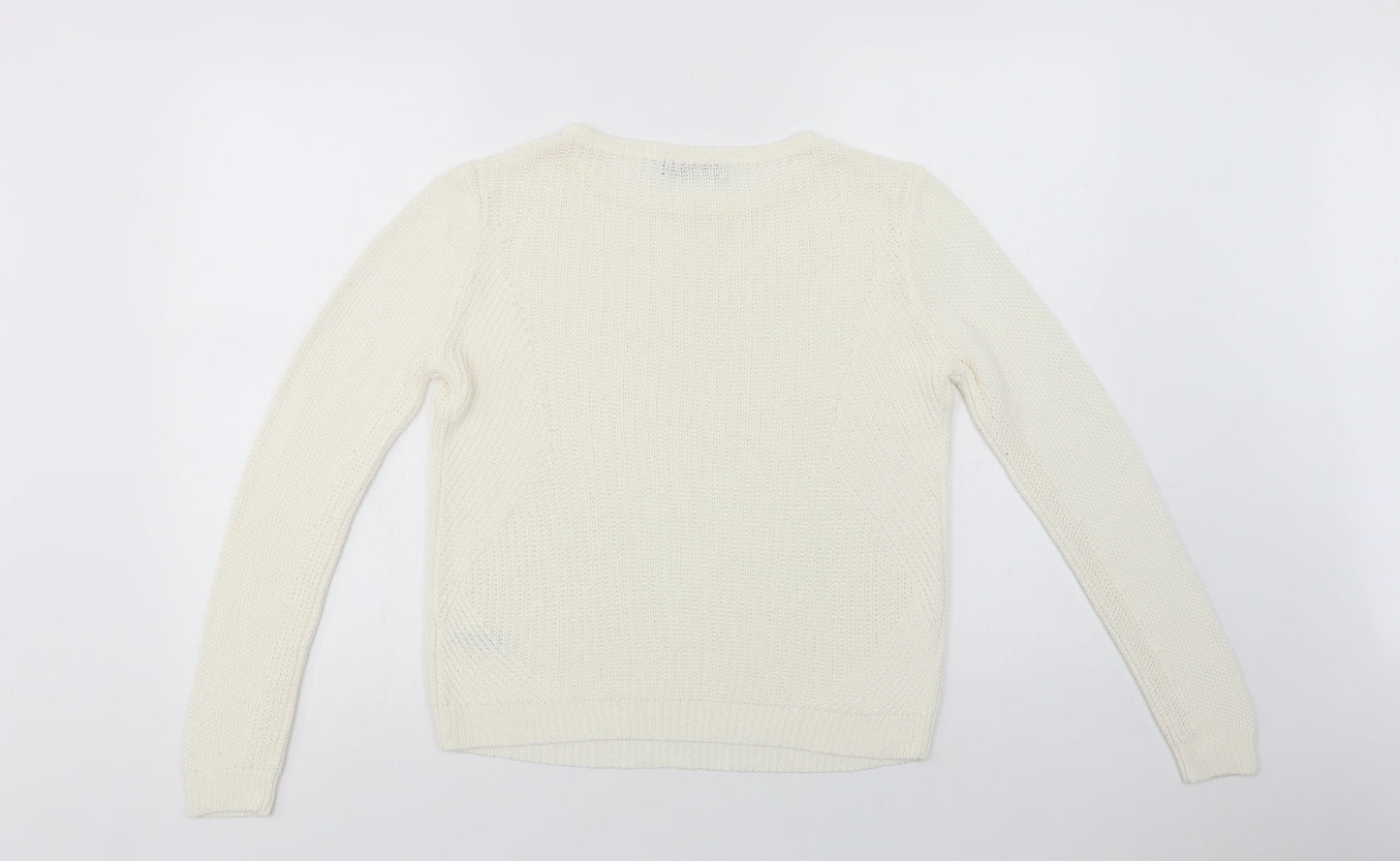Autogra Womens Ivory Crew Neck  Acrylic Pullover Jumper Size 12