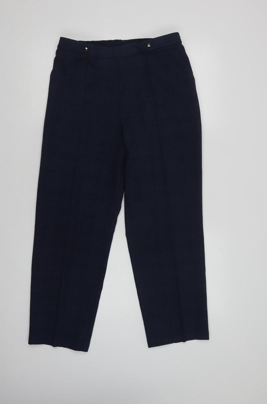 Marks and Spencer Womens Blue Check Polyester Dress Pants Trousers Size 12 L28 in Regular
