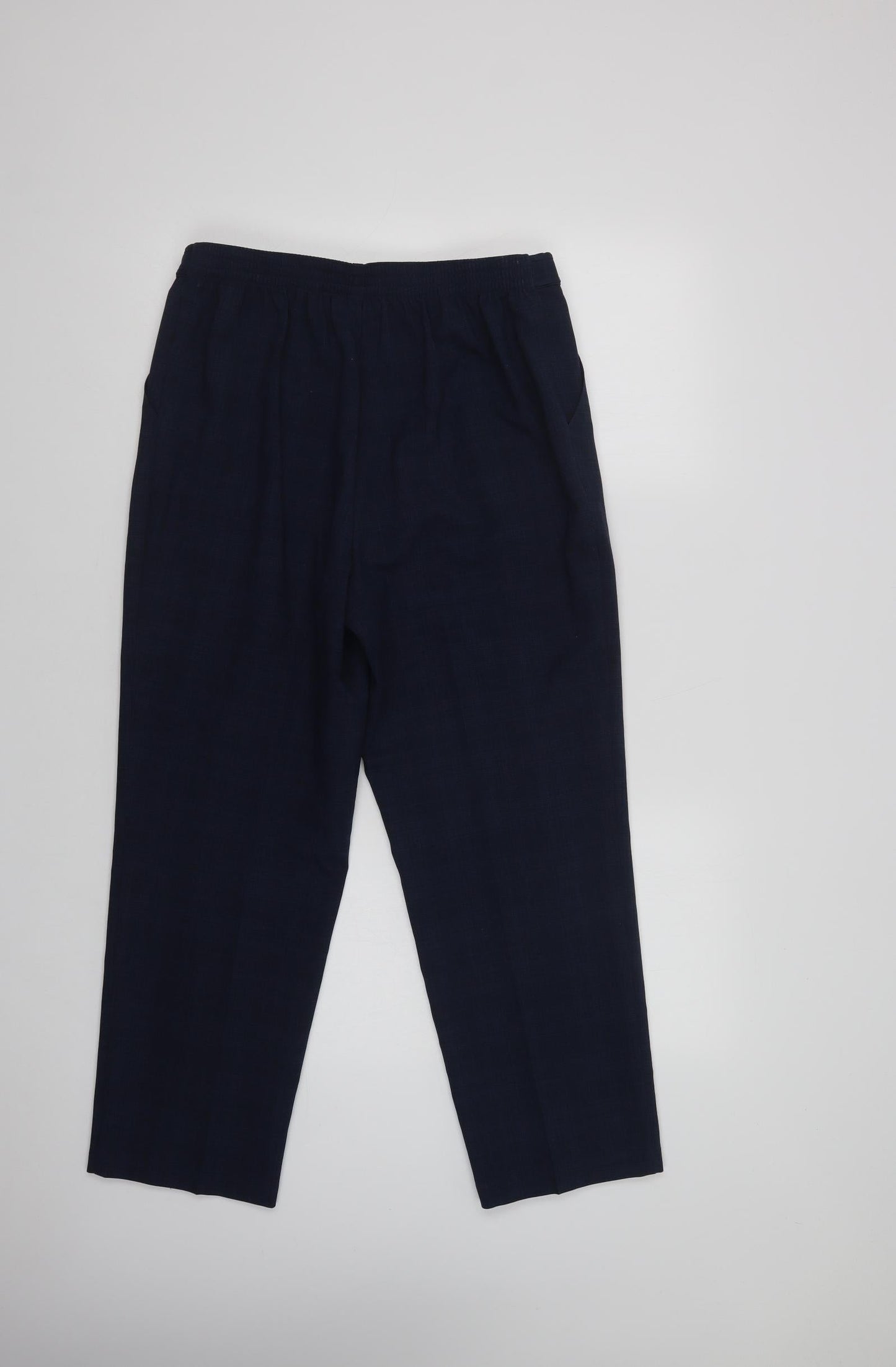 Marks and Spencer Womens Blue Check Polyester Dress Pants Trousers Size 12 L28 in Regular