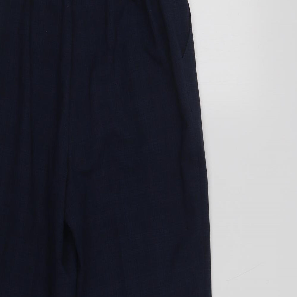 Marks and Spencer Womens Blue Check Polyester Dress Pants Trousers Size 12 L28 in Regular