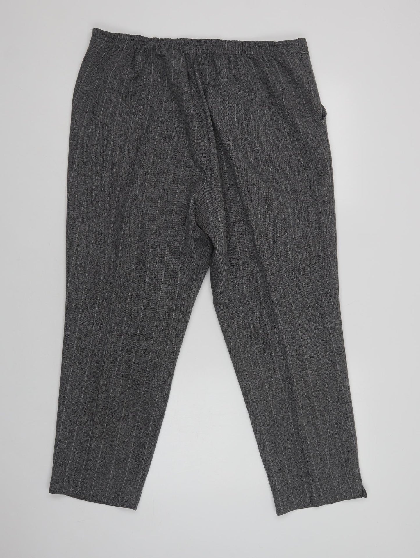Preworn Womens Grey Striped Polyester Dress Pants Trousers Size 18 L28 in Regular