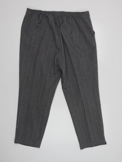 Preworn Womens Grey Striped Polyester Dress Pants Trousers Size 18 L28 in Regular
