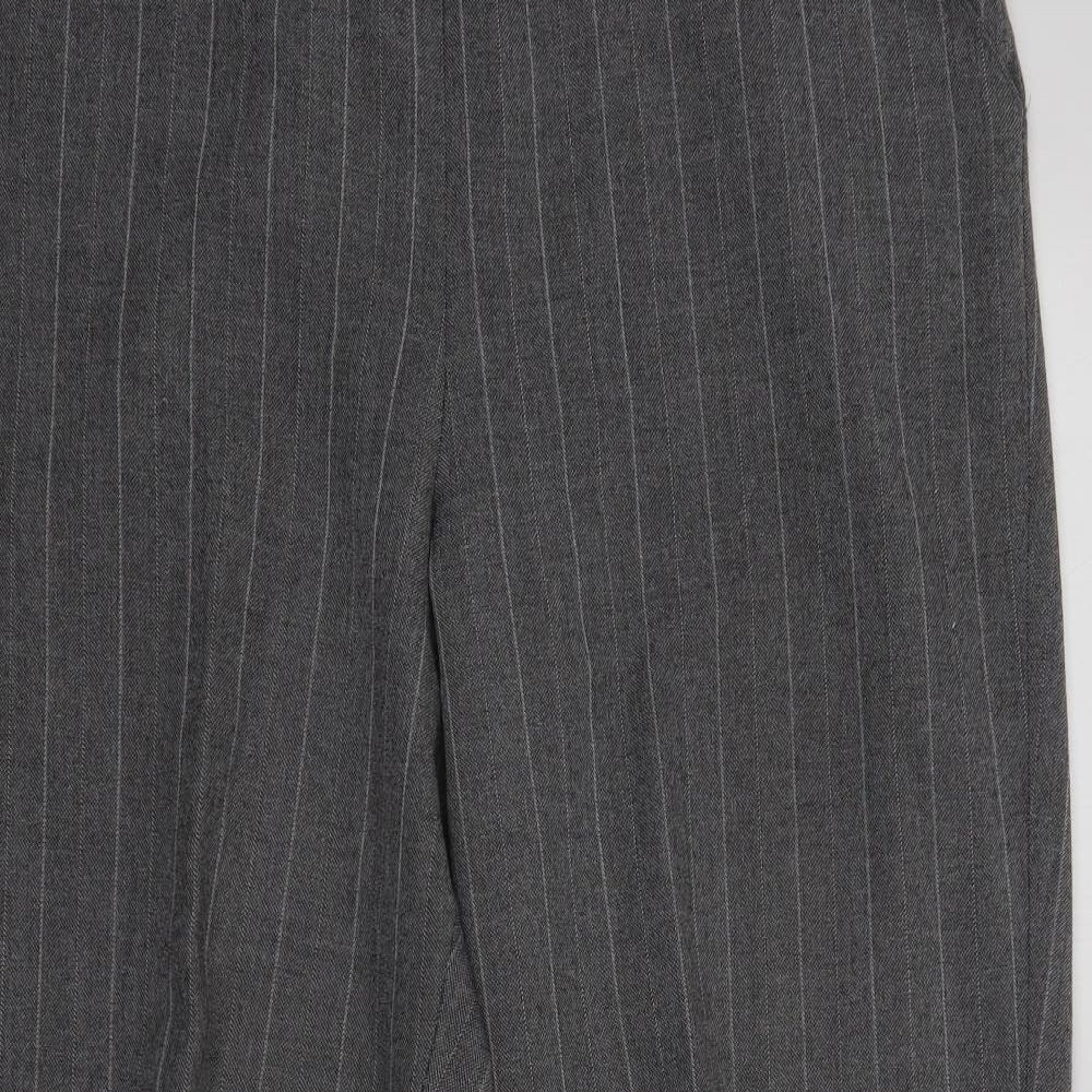 Preworn Womens Grey Striped Polyester Dress Pants Trousers Size 18 L28 in Regular