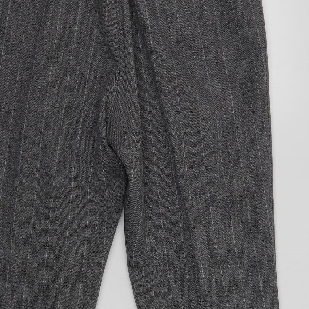 Preworn Womens Grey Striped Polyester Dress Pants Trousers Size 18 L28 in Regular