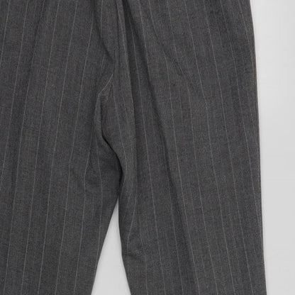 Preworn Womens Grey Striped Polyester Dress Pants Trousers Size 18 L28 in Regular