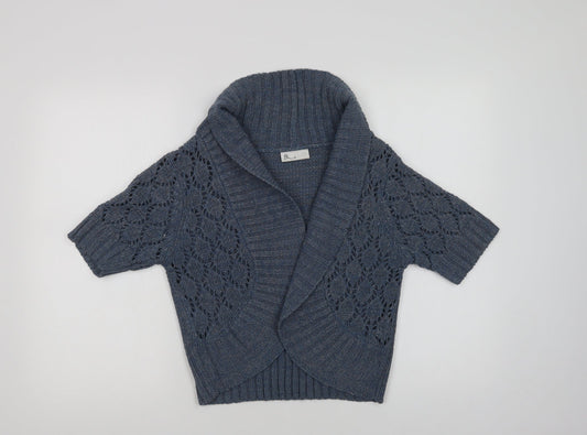 BHS Womens Blue Collared  Acrylic Cardigan Jumper Size 12