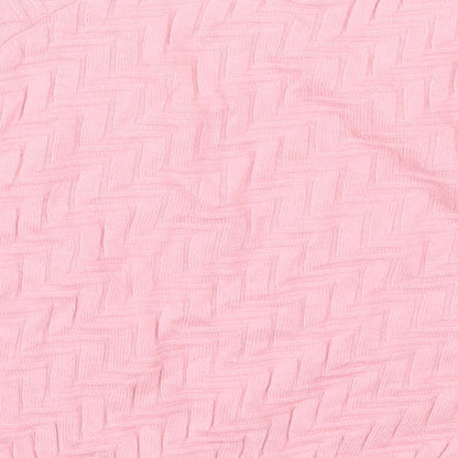 Topshop Womens Pink Crew Neck  Cotton Pullover Jumper Size 8