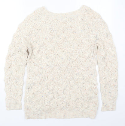 George Womens Beige Round Neck  Acrylic Pullover Jumper Size 10