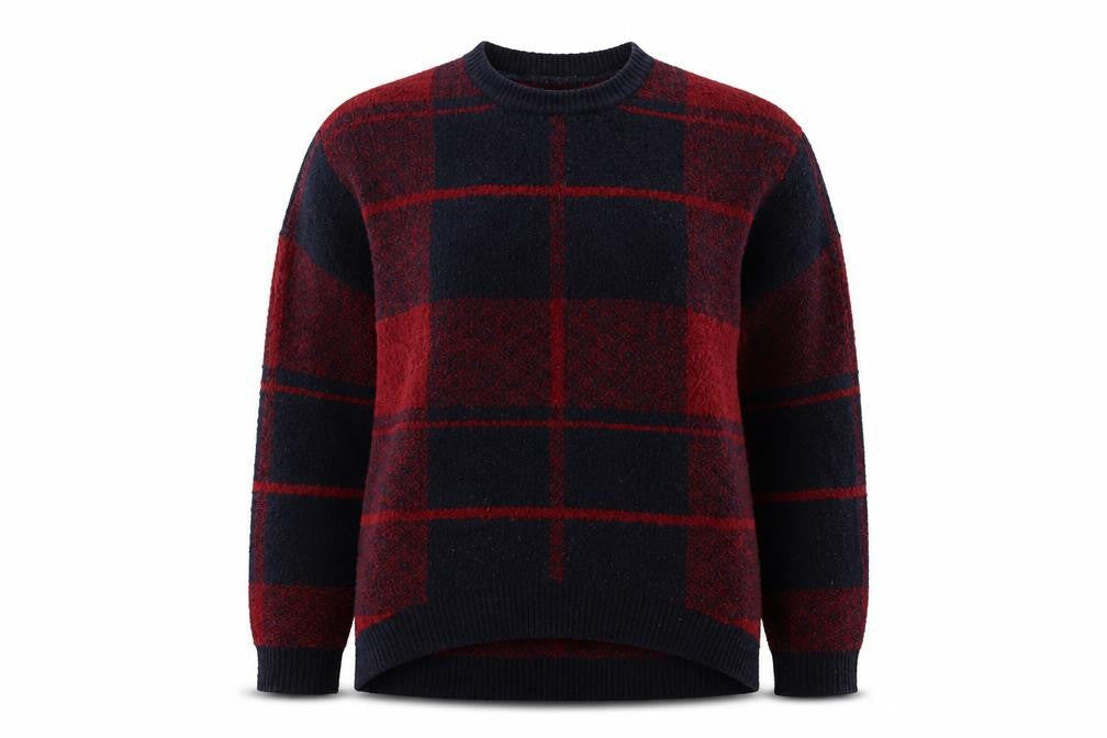 Atmosphere Womens Red Round Neck Check Acrylic Pullover Jumper Size 10