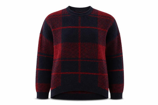 Atmosphere Womens Red Round Neck Check Acrylic Pullover Jumper Size 10