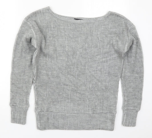 PRETTYLITTLETHING Womens Grey  Acrylic Pullover Sweatshirt Size S  Pullover