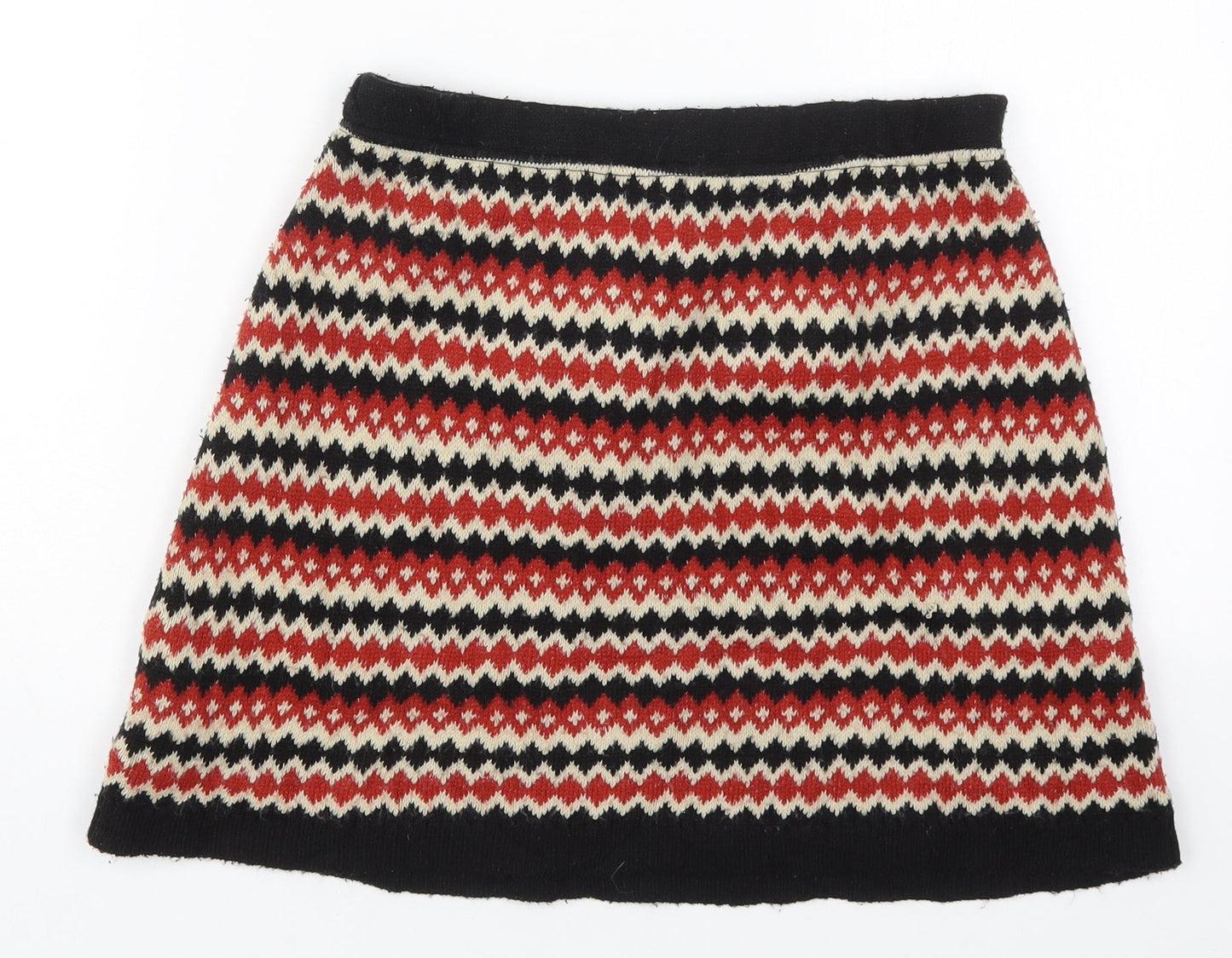 Preworn Womens Red Geometric Acrylic A-Line Skirt Size 26 in
