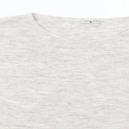 Preloved TU Womens Beige Round Neck  Acrylic Pullover Jumper Size 16 - Detail