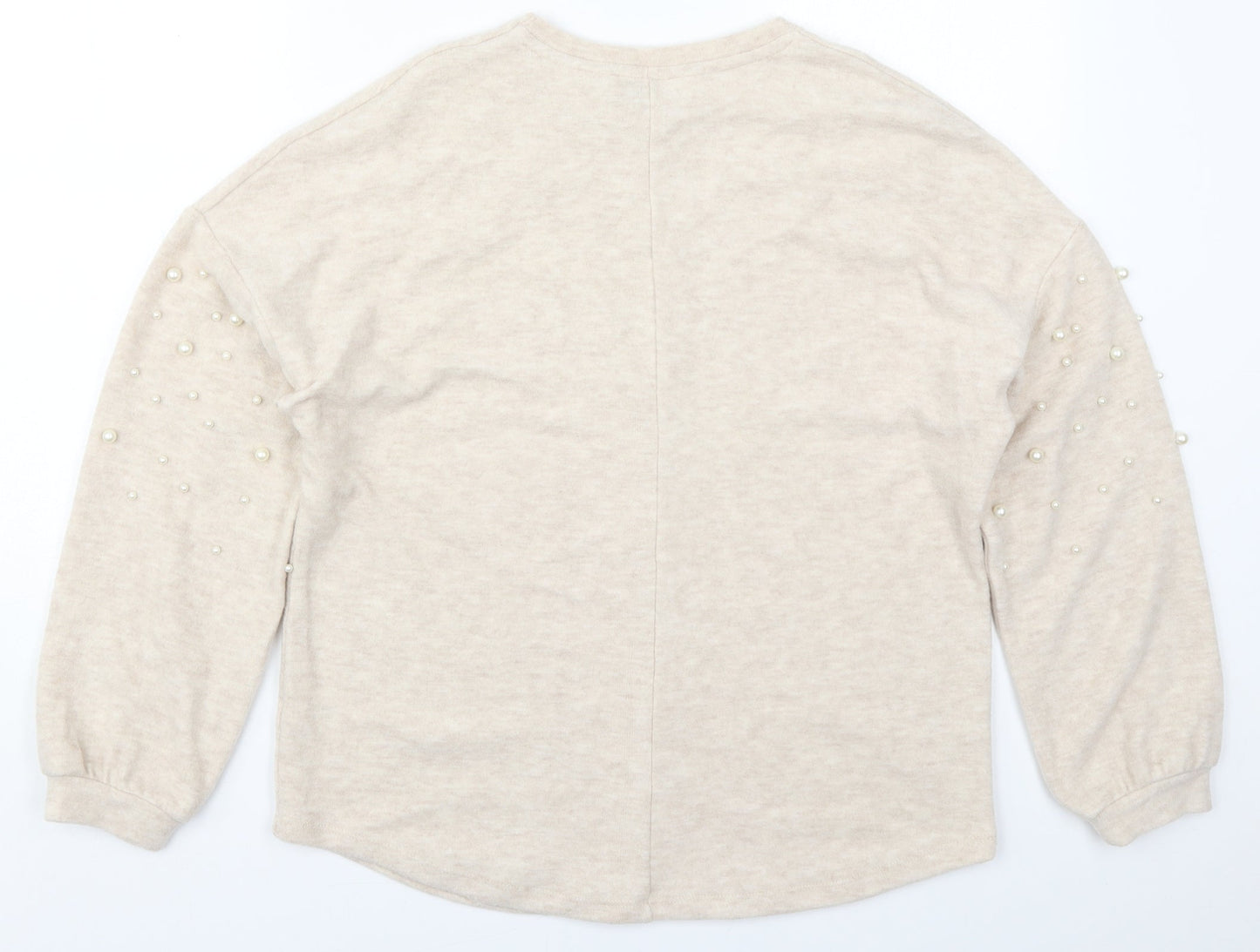 Papaya Womens Beige Round Neck  Polyester Pullover Jumper Size 12