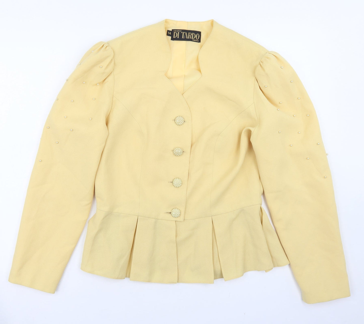 Di Tardo Womens Yellow  Polyester Jacket Blazer Size 14