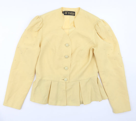 Di Tardo Womens Yellow  Polyester Jacket Blazer Size 14