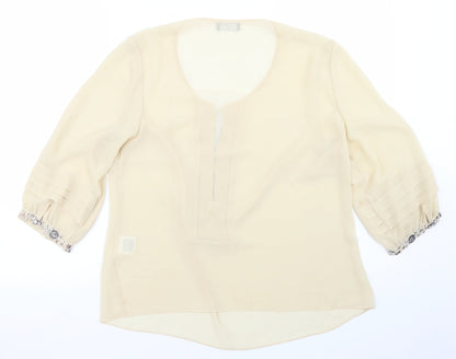Preloved arruba Womens Beige  Polyester Basic Blouse Size 12 Round Neck - Back