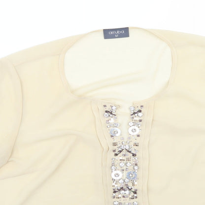 Preloved arruba Womens Beige  Polyester Basic Blouse Size 12 Round Neck - Detail