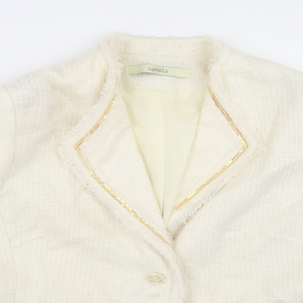 Classics Womens White  Acrylic Jacket Blazer Size 16