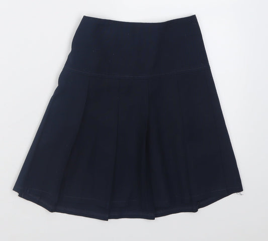Marks and Spencer Girls Blue  Polyester A-Line Skirt Size 7-8 Years  Regular Pull On - School Wear