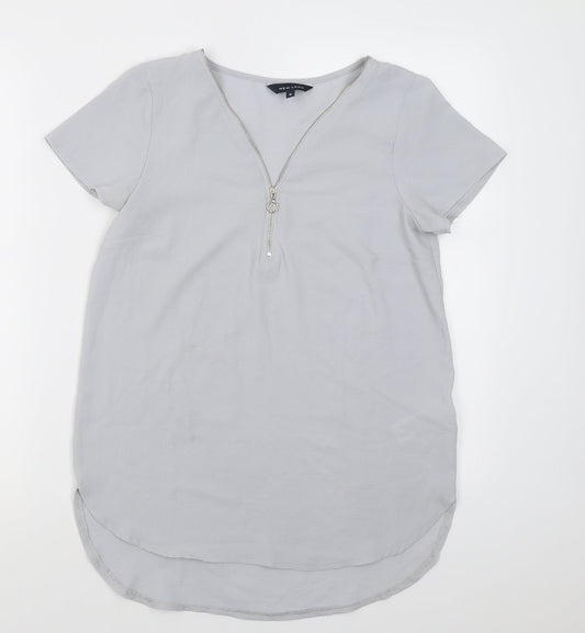 New Look Womens Blue  Polyester Basic Blouse Size 8 V-Neck