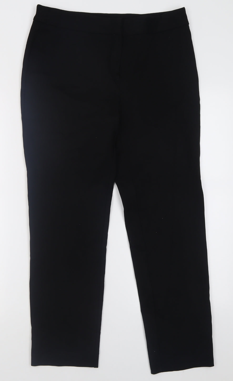 Preworn Womens Black  Polyester Trousers  Size 12 L28 in Regular Hook & Eye