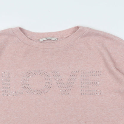 Preloved TU Womens Pink Crew Neck  Polyacrylate Fibre Pullover Jumper Size 16 - Detail