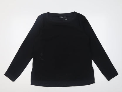 Preloved ESMARA Womens Black  Polyester Basic Blouse Size 12 Crew Neck - Front