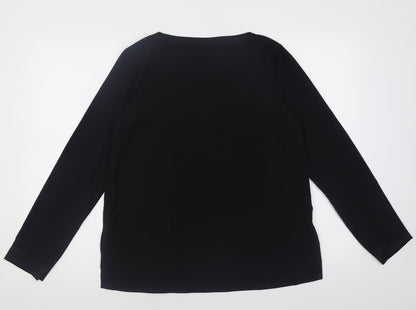 Preloved ESMARA Womens Black  Polyester Basic Blouse Size 12 Crew Neck - Back