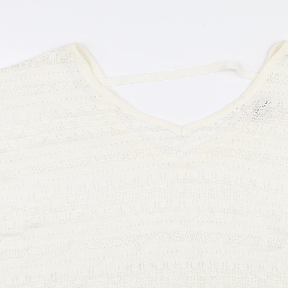 Spirit Womens Ivory V-Neck  Cotton Pullover Jumper Size 16