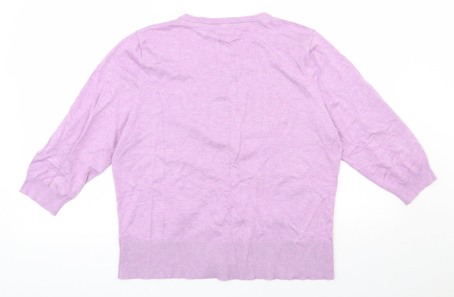 M&Co Womens Purple Scoop Neck  Viscose Cardigan Jumper Size 18