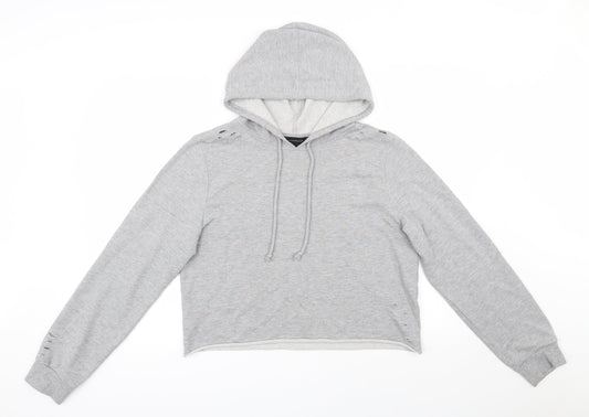 Atmosphere Womens Grey  Polyester Pullover Sweatshirt Size 14  Pullover - cropped, distressed