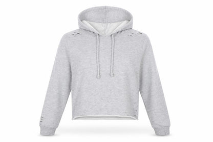 Atmosphere Womens Grey  Polyester Pullover Sweatshirt Size 14  Pullover - cropped, distressed