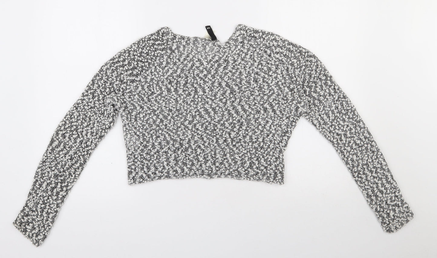 H&M Womens White Round Neck  Polyester Pullover Jumper Size M   - Cropped