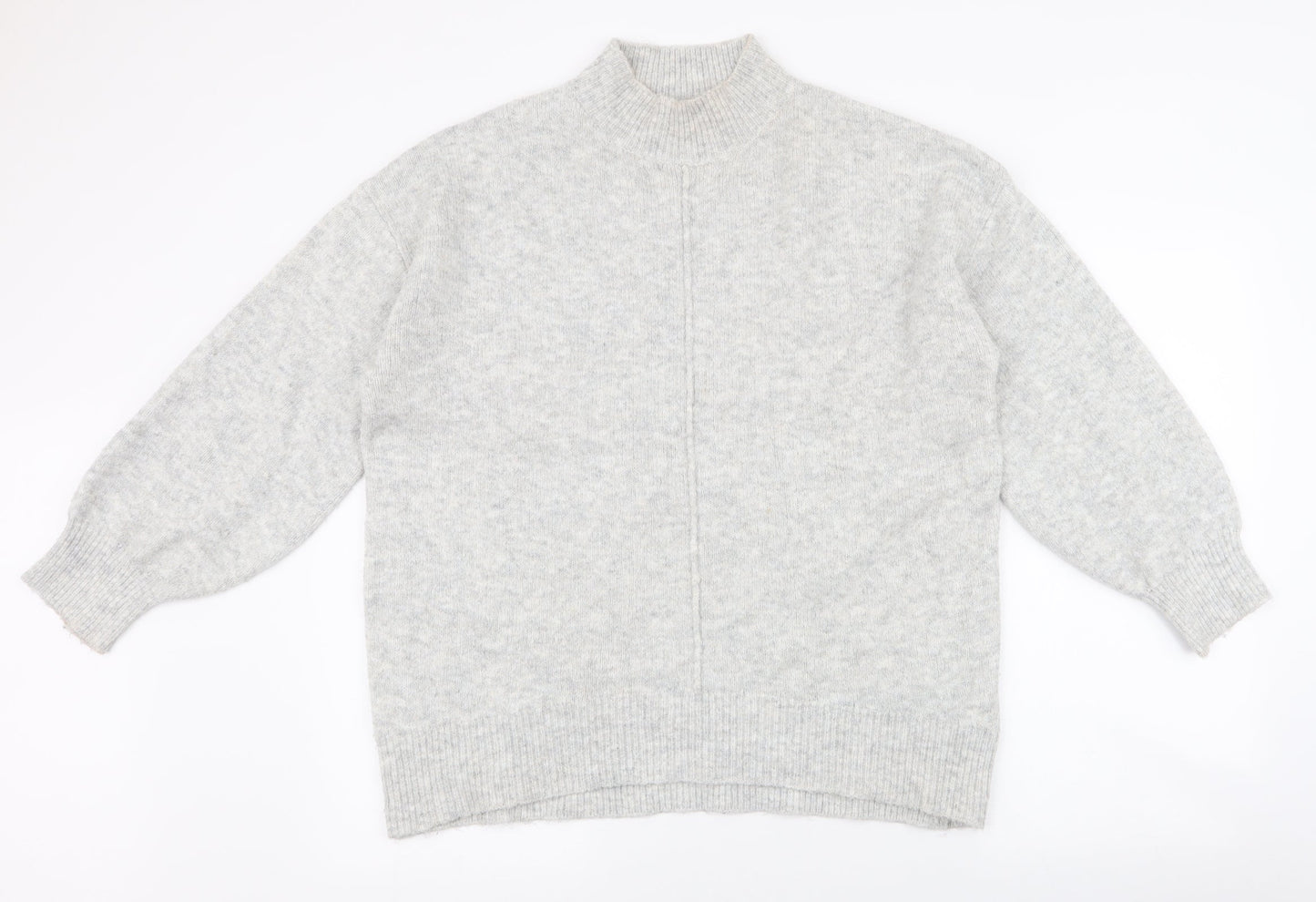 George Womens Grey High Neck  Acrylic Pullover Jumper Size M