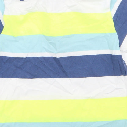 Preloved F&F Boys Multicoloured Striped Cotton Jersey Polo Size 2-3 Years Collared Button - Label