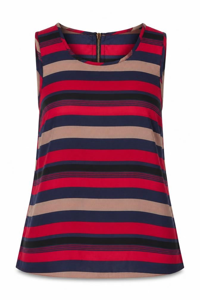 New Look Womens Multicoloured Striped Polyester Basic Blouse Size 8 Round Neck