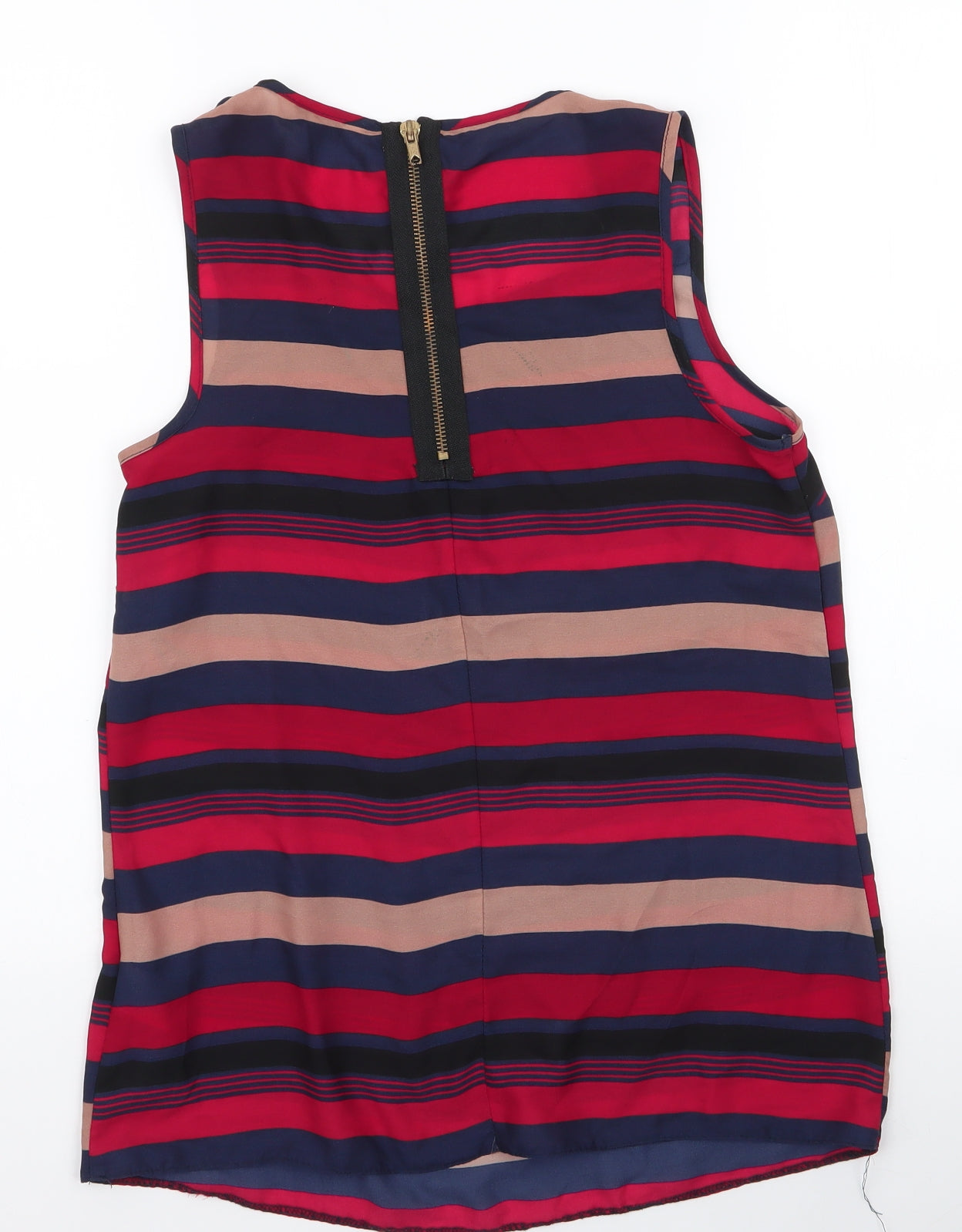 New Look Womens Multicoloured Striped Polyester Basic Blouse Size 8 Round Neck