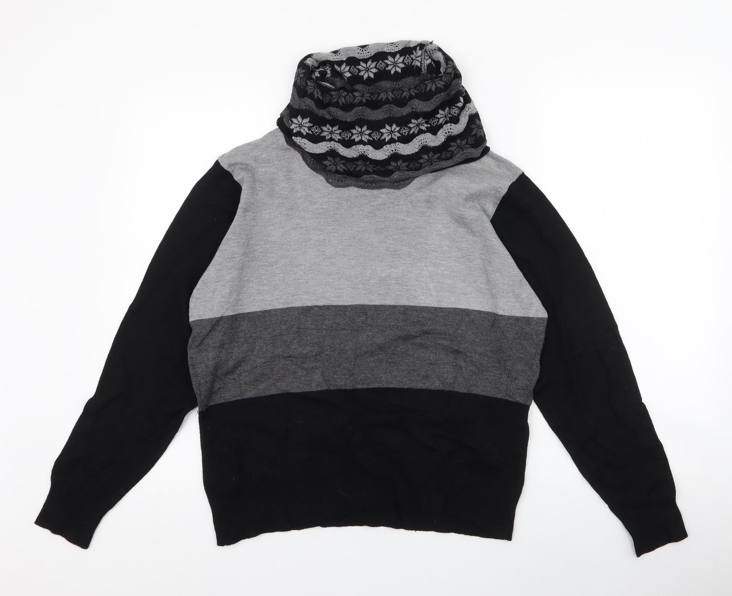 klass collection Womens Multicoloured Roll Neck Fair Isle Viscose Pullover Jumper Size M