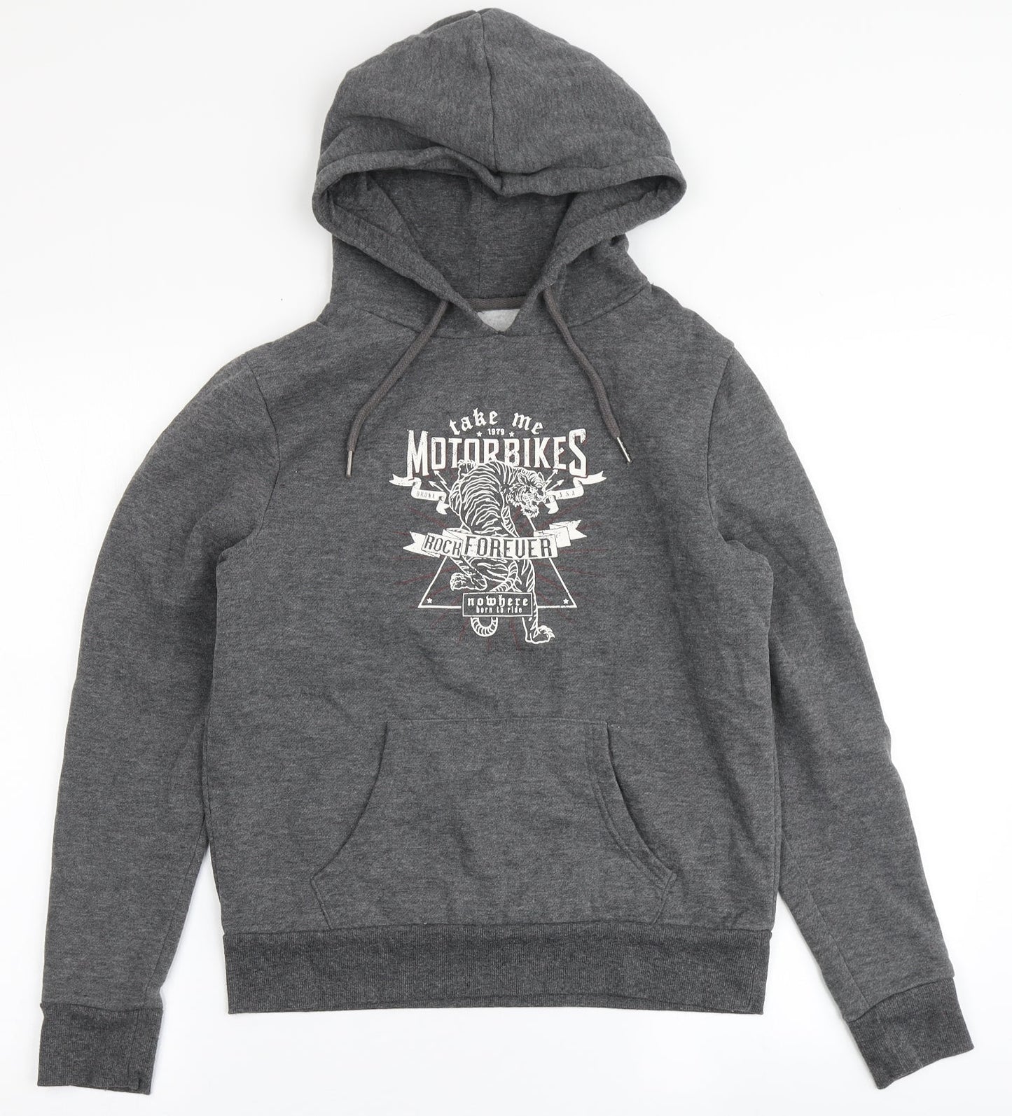 Primark Womens Grey  Polyester Pullover Hoodie Size 8   - Motorbikes