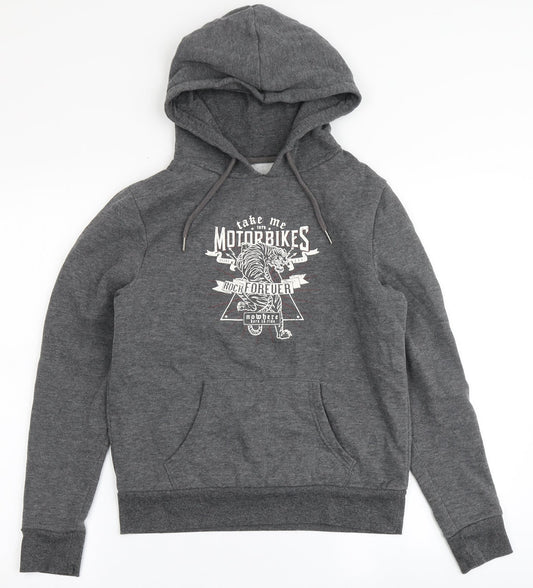 Primark Womens Grey  Polyester Pullover Hoodie Size 8   - Motorbikes