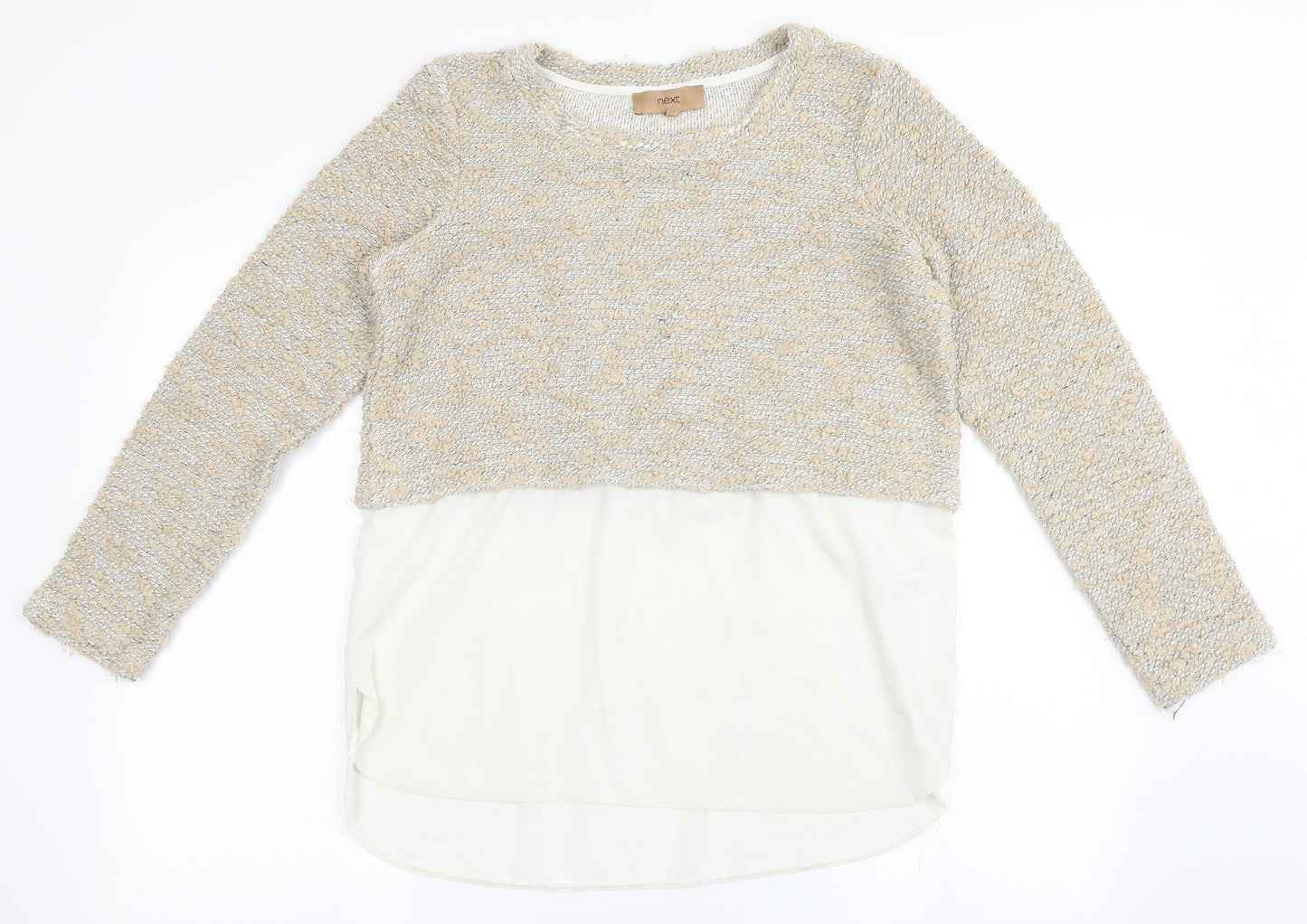 NEXT Womens Beige Round Neck  Acrylic Pullover Jumper Size 10