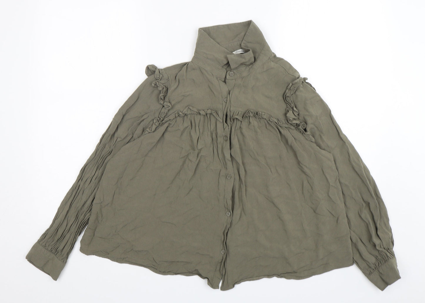 George Womens Green  Viscose Basic Button-Up Size 14 Collared