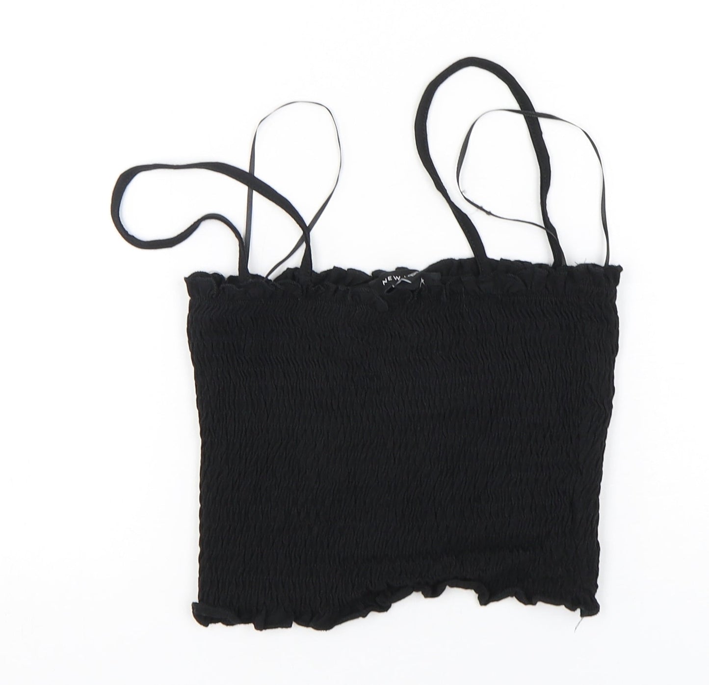 New Look Womens Black  Cotton Cropped Tank Size 8 Off the Shoulder