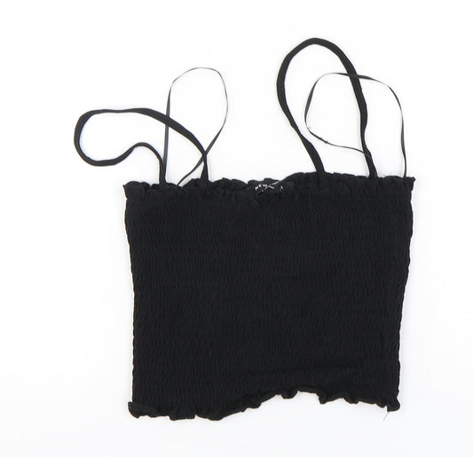 New Look Womens Black  Cotton Cropped Tank Size 8 Off the Shoulder