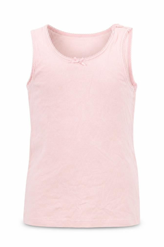 Marks & Spencer Girls Pink  Cotton Basic Tank Size 5-6 Years Round Neck Pullover