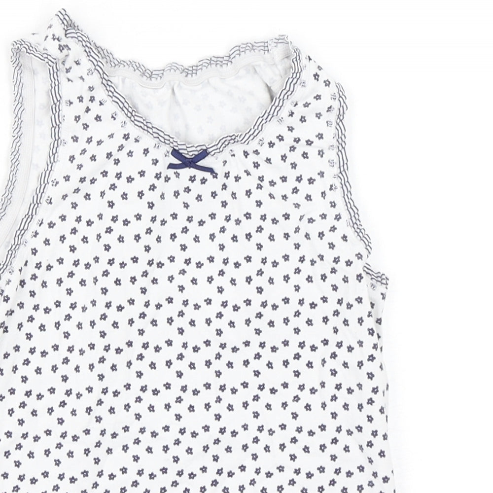 NEXT Girls Multicoloured Floral Cotton Basic Tank Size 5-6 Years Round Neck Pullover